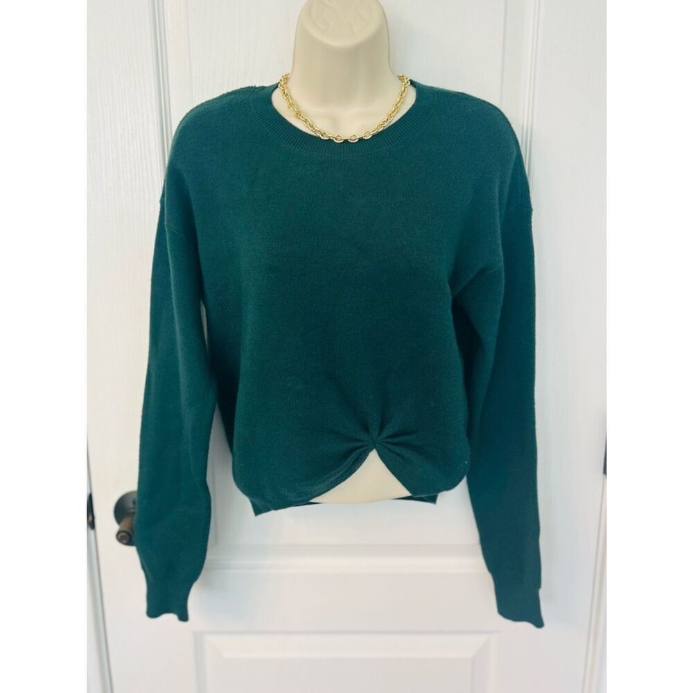 NWT Rachel Zoe Crewneck Twist-Front Forest Green Sweater!